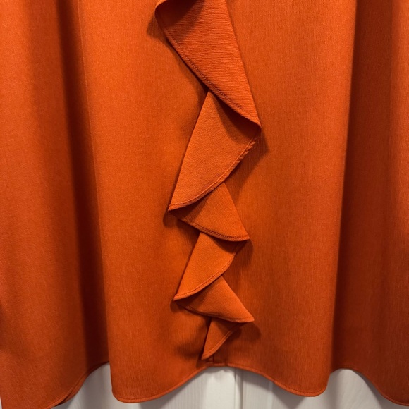 Investments 🫐 Women’s Plus Size Size Burnt Orange Ruffle Blouse 2X - Picture 4 of 8